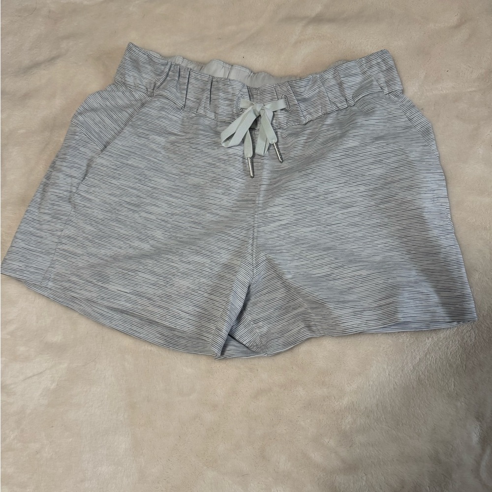 Lululemon Light Gray Striped Shorts